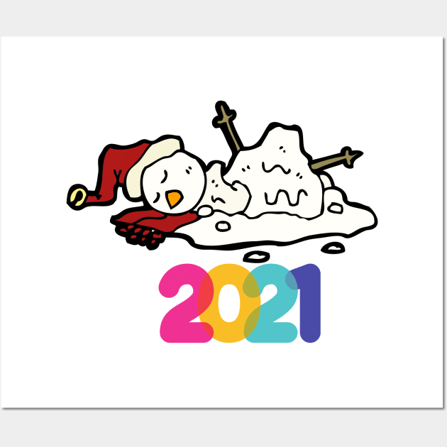 Lazy ugly Snowman 2021 Wall Art by empathyhomey